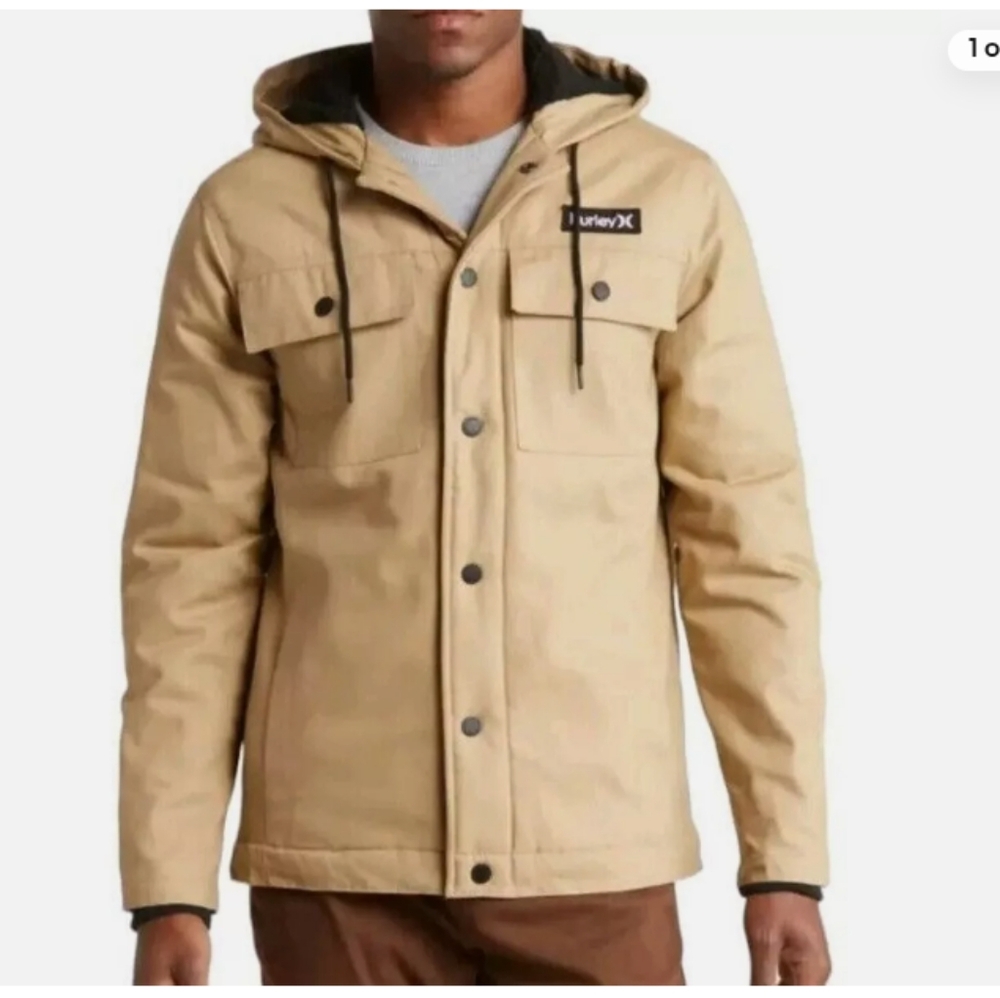 Hurley Men's Tan Hooded Charger jacket small